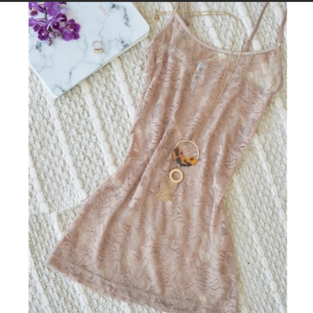 Khaki floral lace camisole perfect layering piece